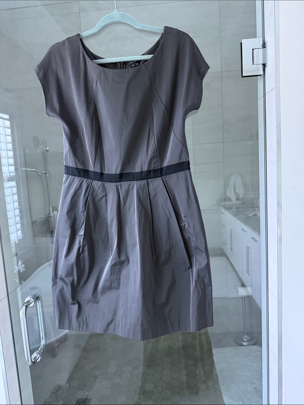 Women's Theory Jeona Gray Short-Sleeve Fit & Flare Dress